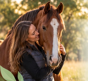 Illustrative photograph of a person with a horse; personal photograph to be supplied